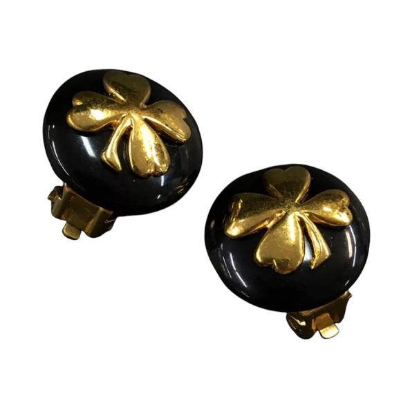 CHANEL Clover Gold Tone Earrings - Picture 4 of 7
